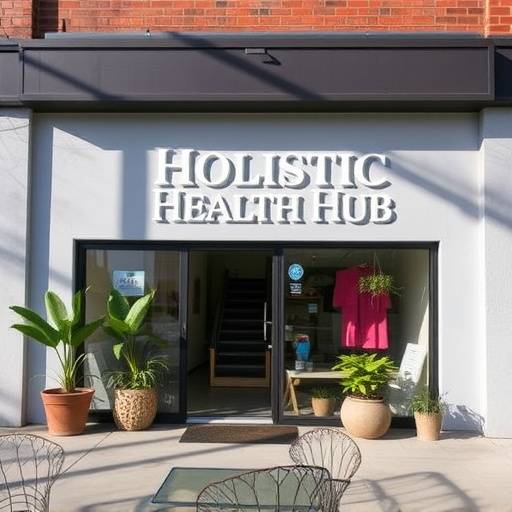 Front view of the Holistic Health Hub building in downtown Toronto